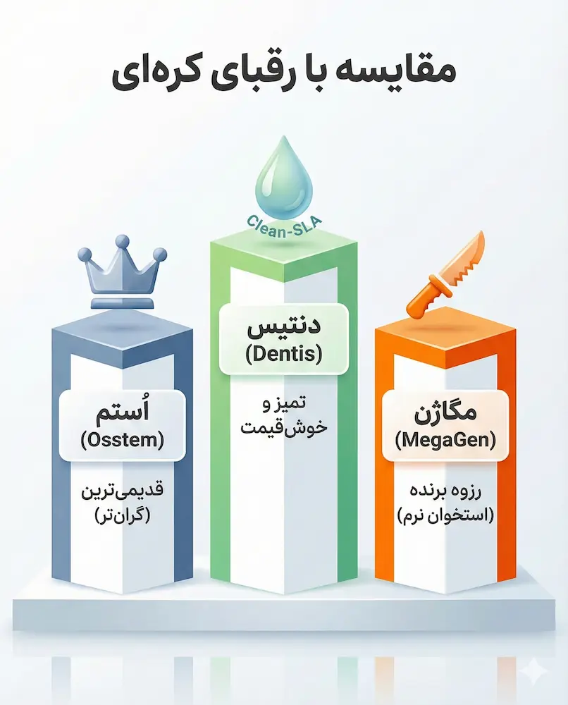 مقایسه ایمپلنت دنتیس با سایر رقبا market comparison with dentis implant