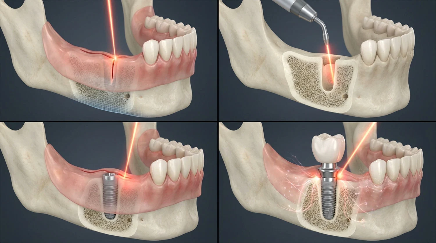 laser applicaion in dental implant surgery کاربرد لیزر در جراحی کاشت ایمپلنت دندان
