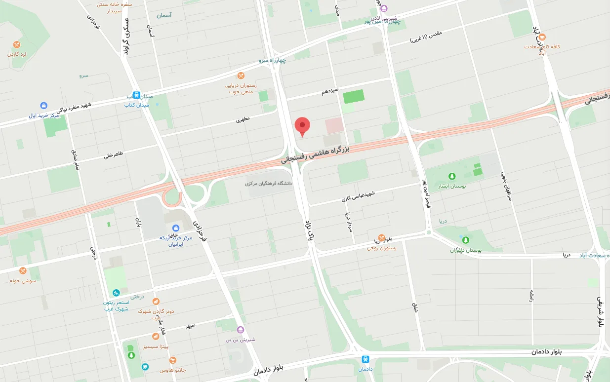 دسترسی به کلینیک روشا از طریق مترو Rosha metro roadmap